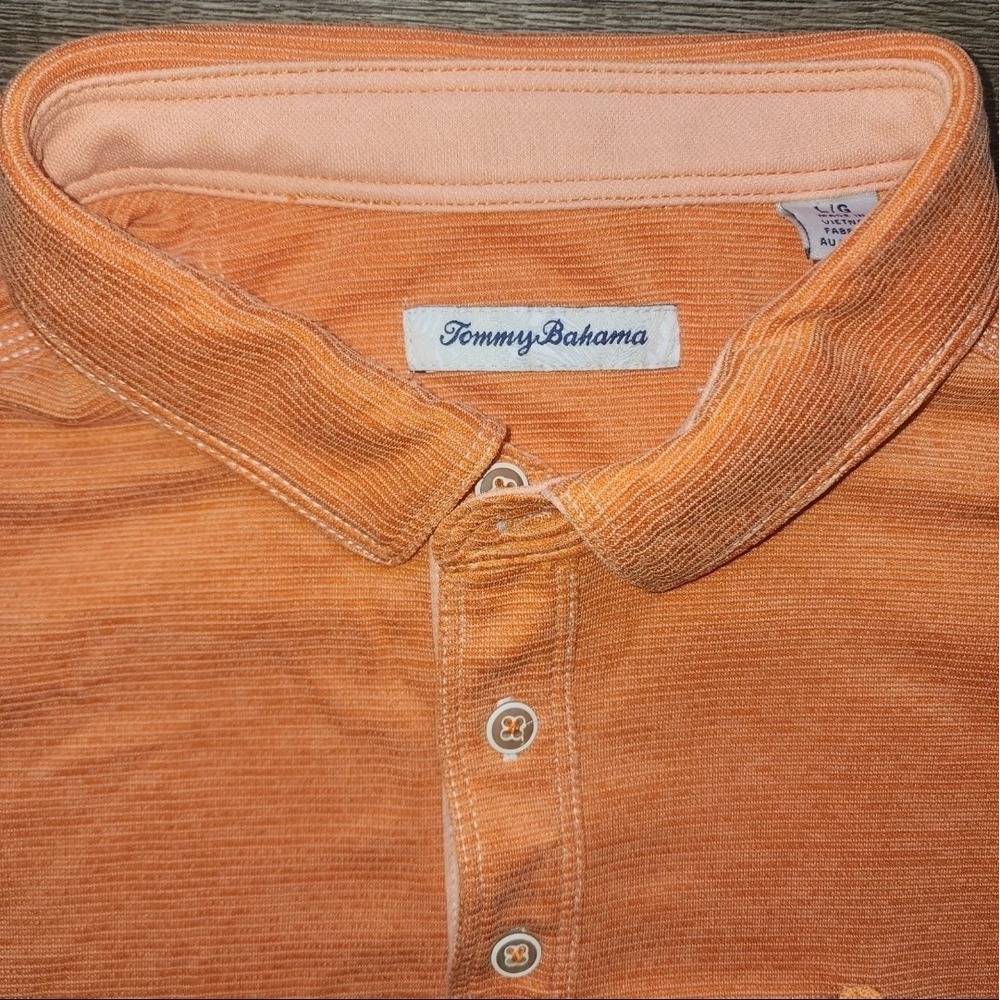 Tommy Bahama Men's Large Orange Polo With Marlin Logo - Picture 2 of 4